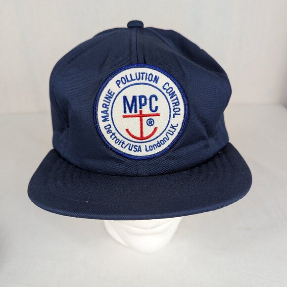 Marine Pollution Control Detroit London Padded Snapback Vintage Trucker Hat Blue - Picture 1 of 8
